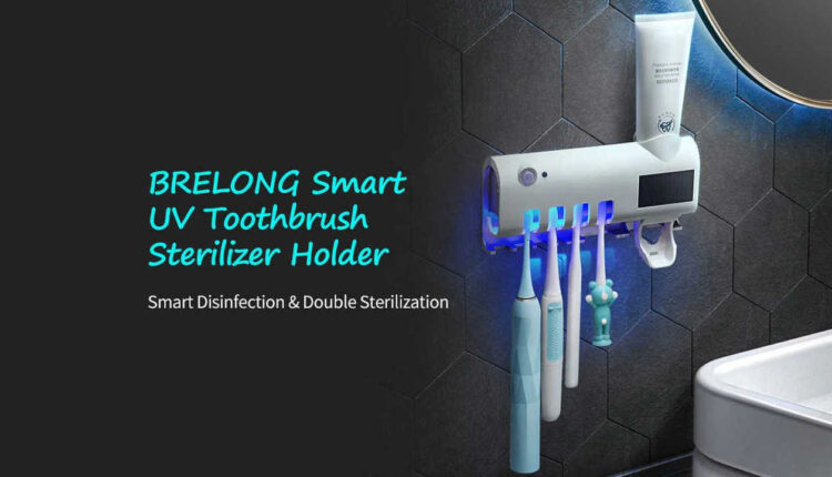 Держатель зубных щёток: дозатор и УФ-стерилизация